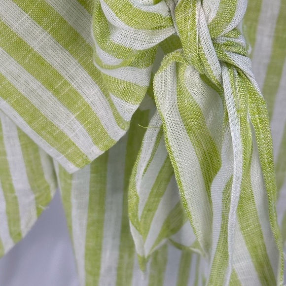 Michael Kors Long Sleeve Off The Shoulder Striped Blouse - Green White - size 2X - Picture 5 of 11